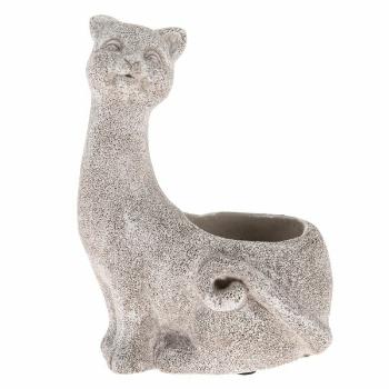 Oală de beton Cat, gri, 16,5 x 22 x 13,5 cm