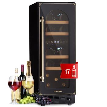 Klarstein Vinovilla 17 Built-In Duo Vilhelmine Edition, vinotecă, 17 sticle, iluminare LED 3 culori, ușă de sticlă