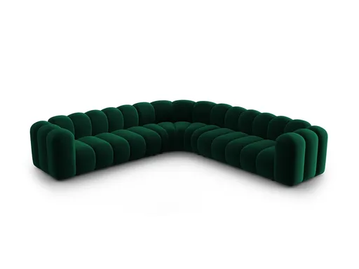 Coltar simetric modular 5 locuri, Lupine-44, Micadoni Home, 309x309x70 cm, catifea, verde bottle