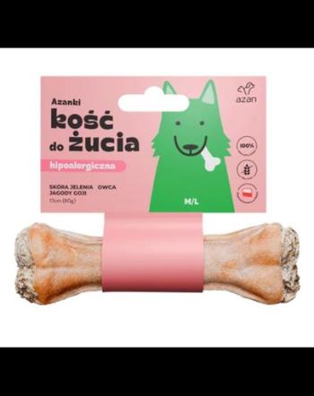 AZANKI Os din piele caprioara pentru caini M/L 17cm