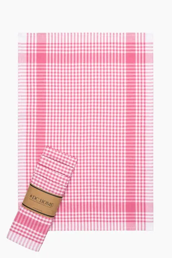 Set prosoape, Hermia, 192DCH1669, 85% bumbac / 15% poliester, Model în carouri, Roz