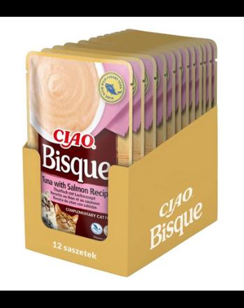 INABA CIAO Bisque crema ton si somon pentru pisici 12x40g