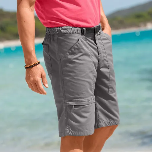 Bermude cu talie elastică și buzunare + curea asortată