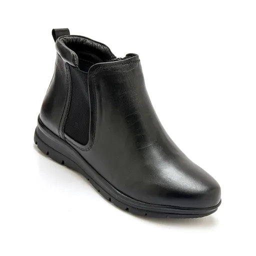 Botine din piele cu fermoar și elastic Pediconfort