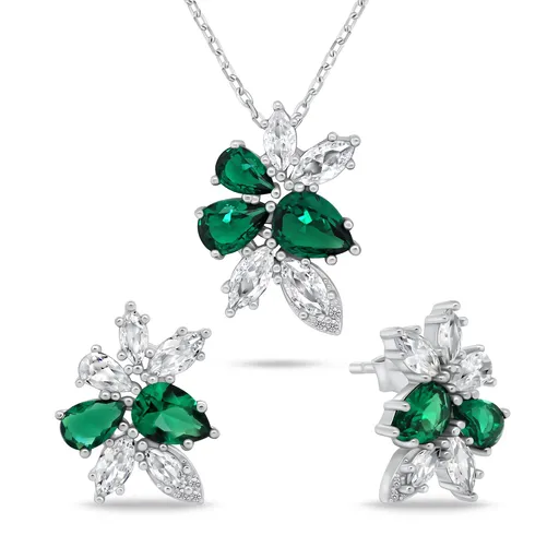 Brilio Silver Set fermecător de bijuterii din argint cu zirconi SET248WG (cercei, colier)