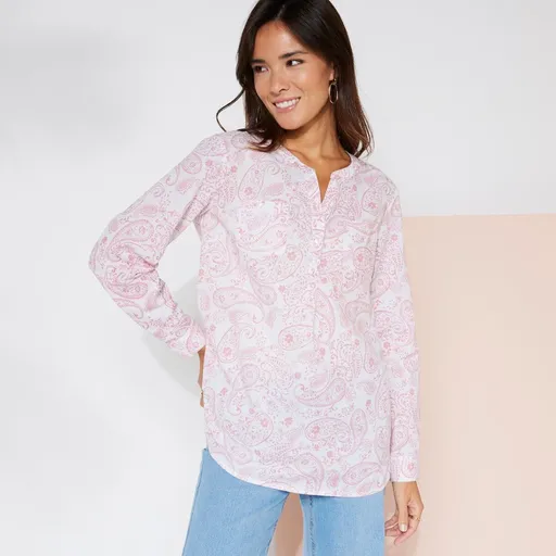 Tunică cu mâneci rulate, imprimată