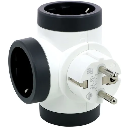 Bloc priza 3 iesiri laterale Premium rotativ 2P+T 16A alb-negru Legrand 694521