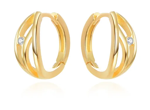 Beneto Cercei rotunzi placați cu aur cu pietre de zircon AGUC3345