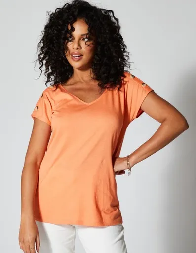 Tricou de culoare solidă cu nasturi