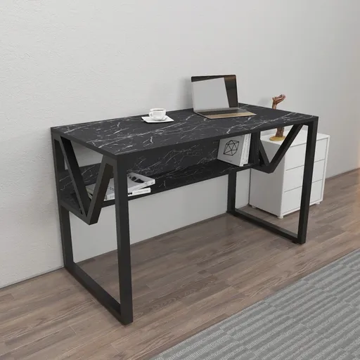 Birou, Hanah Home, Lona, 120x72.8x60 cm, Negru