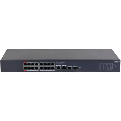 Switch 20 porturi Gigabit Dahua CS4220-16GT-135, Cloud management, 16 x PoE, 2x SFP, 2 porturi uplink, Hi PoE red port