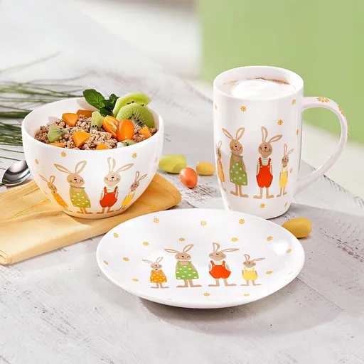 Set de farfurii pentru familia de iepuri, set de 3