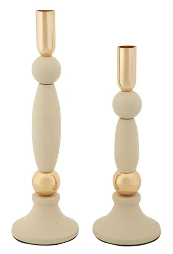 Mauro Ferretti Set Suport Lumanare Strek Crem 2 Bucăți Cm Ø9,5X25-9,5X28 | Aosom Romania