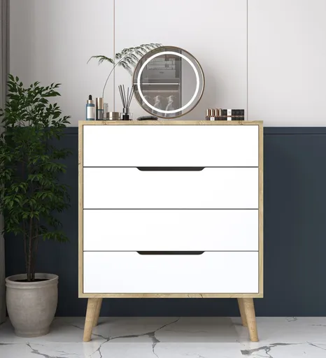 Dulap, Hanah Home, Flora, 78x95x45 cm, PAL, Stejar Safir / Alb