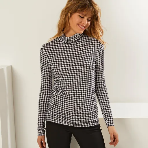 Tricou cu guler înalt și imprimeu cu cocoș