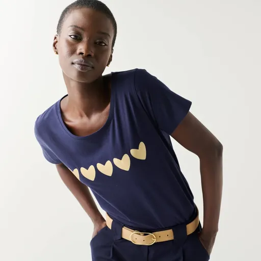 Tricou cu imprimare de inimi de aur