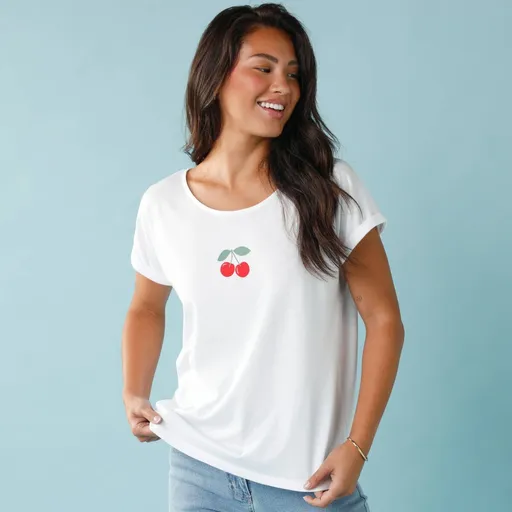 Tricou cu imprimeu de cireșe, pentru o siluetă mai mică