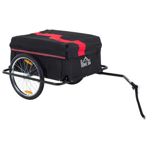 Outsunny Remorcă pentru Biciclete cu Capacitate de 40kg, Reflectoare și Copertină din Țesătură Oxford, 140x88x60 cm, Roșu și Negru | Aosom Romania
