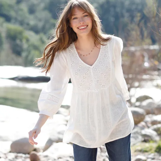 Bluză cu dantelă englezească