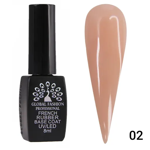 Base Coat Global Fashion French Rubber, 8 ml, 02 Nude, TPO Free