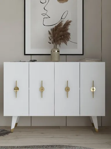 Consola, Hanah Home, Quart Ramada, 120x80x29.6 cm, Aur/Alb