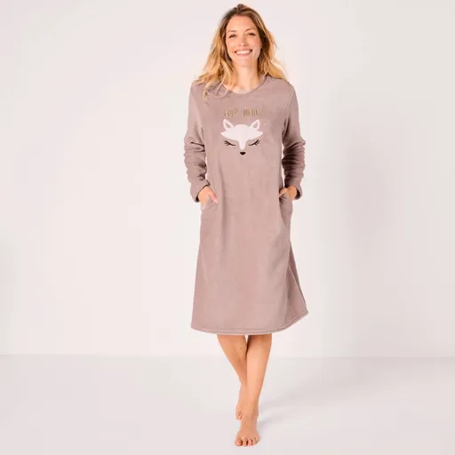 Cămașă de noapte din fleece cu motiv de vulpe