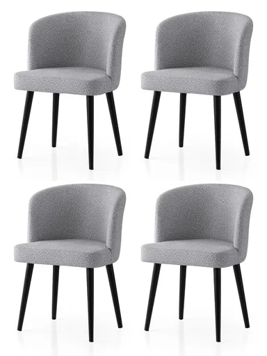 Set scaune 4 piese, Hanah Home, Soft, Negru / Gri deschis