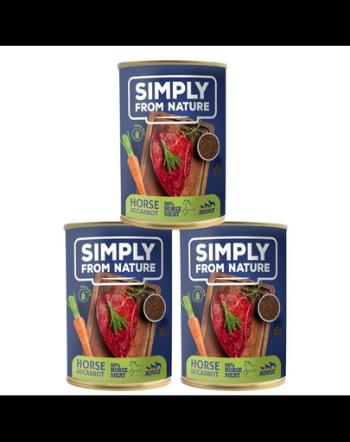 SIMPLY FROM NATURE Hrana umeda pentru caini, carne de cal, seminte de in si morcov 3 x 400 g