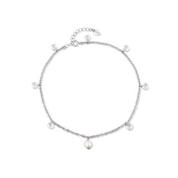 JwL Luxury Pearls Bratară strălucitoare pentru gleznă din argint cu perle și cristale JL0805