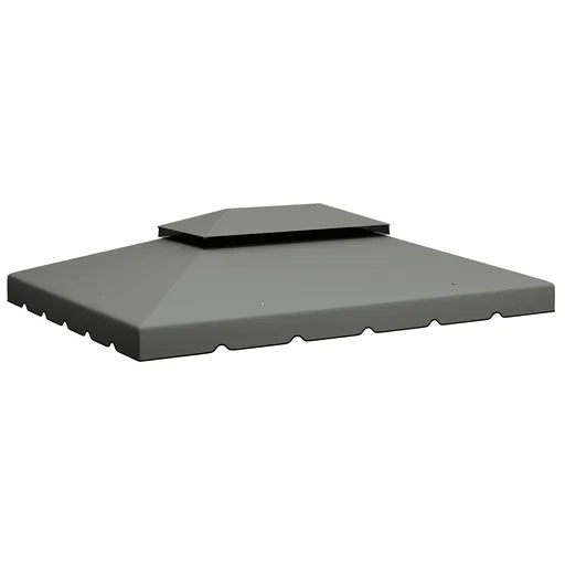Outsunny Acoperiș de Rezervă pentru Pavilion 4x3 m cu 2 Niveluri pentru Grădină, Copertină Rezistentă la Apă din Poliester 170g/㎡ cu 8 Găuri de Drenaj