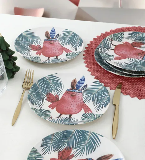 Set farfurii din ceramica pentru desert, Hermia, 275KRM1321, Antibacterian, Multicolor