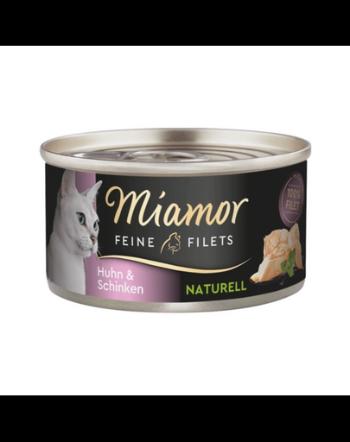 MIAMOR Feine Filets Naturell Chicken&amp;Ham 80g pui si sunca in sos propriu, hrana pisica