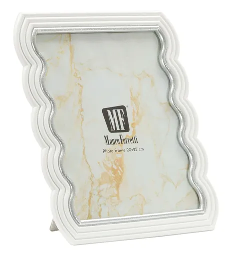 Rama foto Curty, Mauro Ferretti, 20x25 cm, polirasina/sticla, alb/argintiu