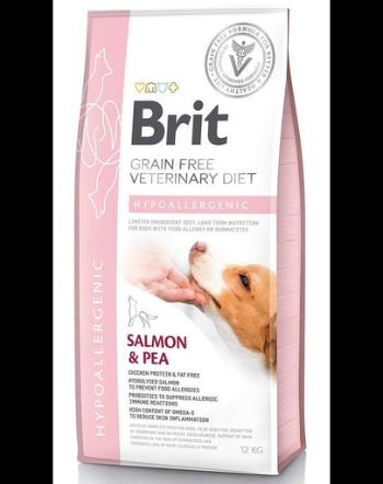 BRIT Veterinary Diets Dog Hypoallergenic Dieta veterinara pentru caini adulti cu alergii si intolerante alimentare, cu somon si mazare 12 kg