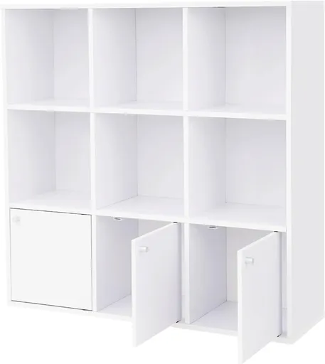 Biblioteca cu 9 compartimente Vasagle, 97.5x30x97.5 cm, PAL melaminat, alb