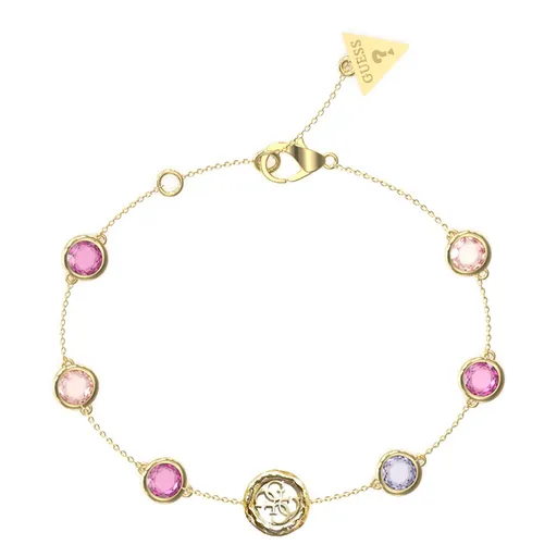 Guess Brățară decentă placată cu aur cu cristale colorate Petra JUBB05099JWYGFC 18,4 cm
