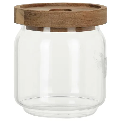 Doză de sticlă cu capac din lemn de acacia 400ml, 0,4 l