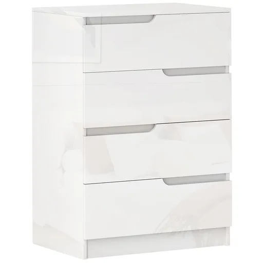 HOMCOM Comodă cu 4 Sertare Modernă și Minimalistă, Comodă din Pal Melaminat, 60x40x85 cm, Alb Lucios | Aosom Romania