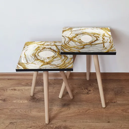 Set masute 2 piese, Hanah Home, 2Shp101, Bej / Auriu