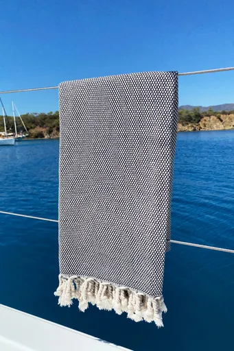 Prosop de plaja, L'essentiel Maison, Likya, Alb/Negru