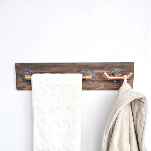 Raft de perete, Hanah Home, Cop012, 60x14x8 cm, Aur roz / Nuc