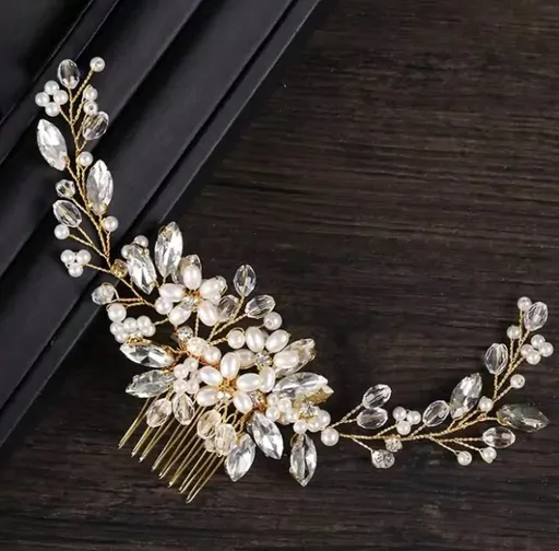 Accesoriu Mireasa cu Perle si Strasuri, Flower Design - 24745402