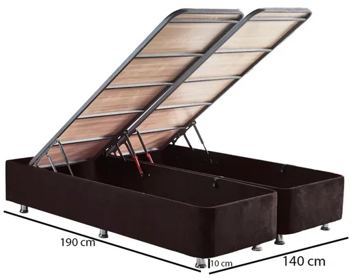 Baza pat dublu și tăblie, Hanah Home, Ela Double, 140x38x190 cm, Negru