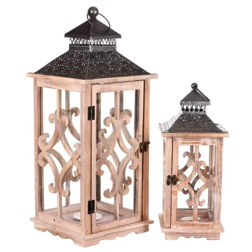 Set felinare din lemn Brandstatt, 2 buc.