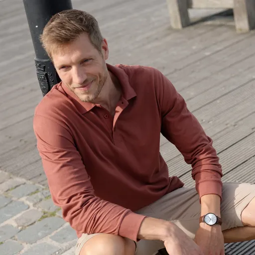 Tricou polo de culoare solidă cu mâneci lungi