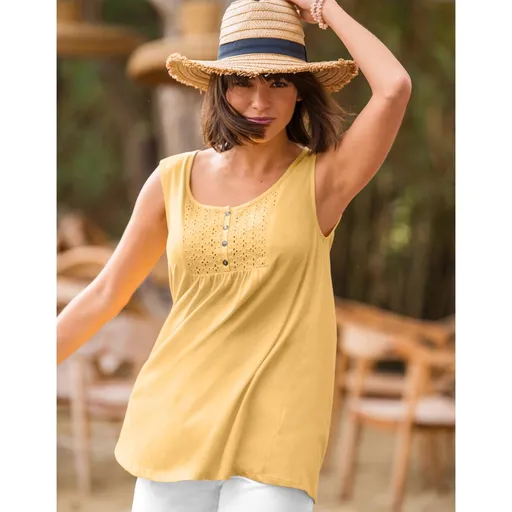 Top cu broderie în limba engleză