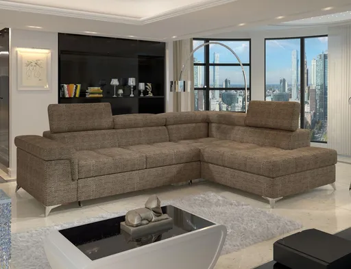 Coltar extensibil dreapta 4 locuri ELTAP, ERI-02, Eridano, 275x202x88 cm, lemn/poliester, bej inchis