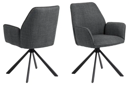 Scaun Glenda, Actona, 61x63x88.5 cm, rotativ, tesatura structurata/otel, gri inchis