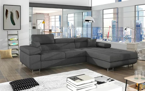 Coltar extensibil dreapta 4 locuri ELTAP, Armd-77, Armando, 289x203x85 cm, lemn/poliester, gri inchis