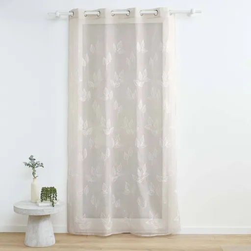 Perdea voal cu broderie de frunze